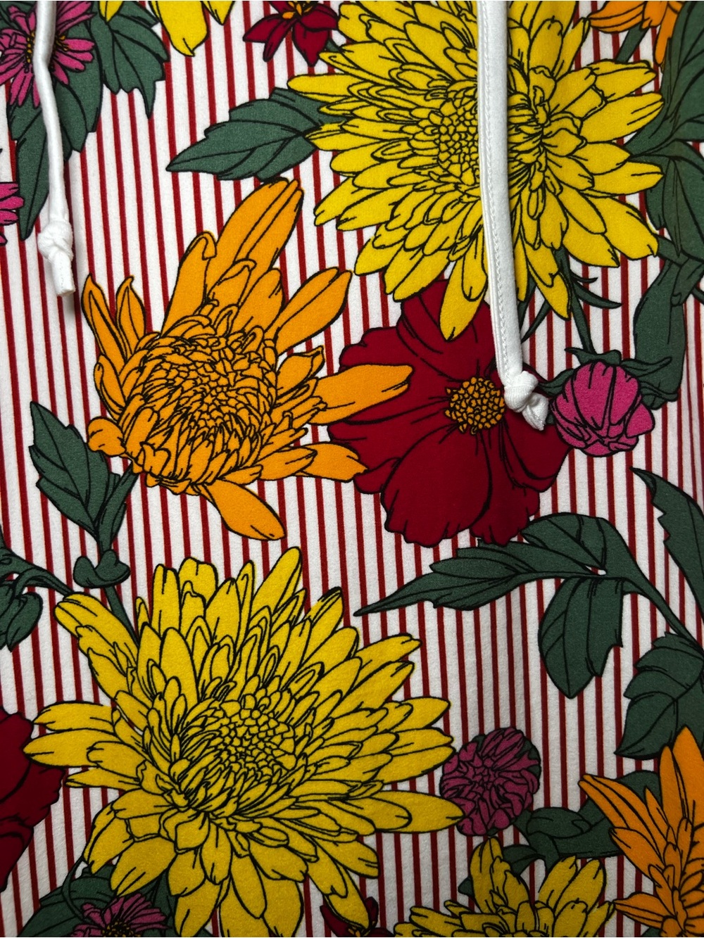 LuLaRoe Eliza Floral Hooded Top in Yellow, Red & Green - Picture 2 of 5